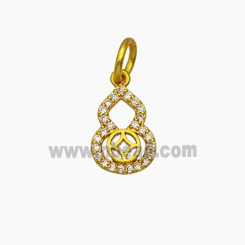 Copper Gourd Pendant Pave Zirconia Buddhist Gold Plated