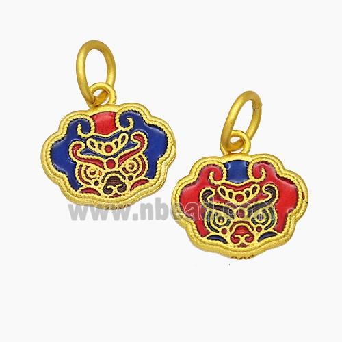 Copper Lucky Cloud Lock Pendant Painted Gold Plated
