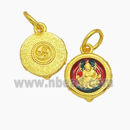 Tibetan Style Copper Buddha Pendant Painted Gold Plated