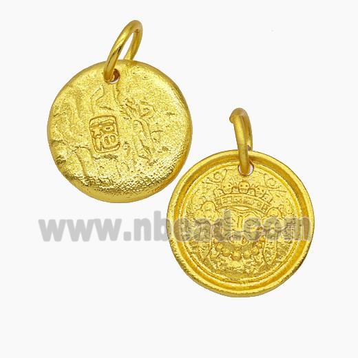 Chinese Caishen Charms Copper Pendant Gold Plated