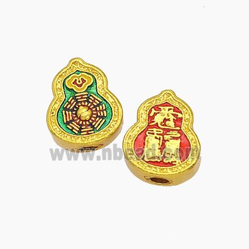 Lucky Fulu Charms Copper Gourd Beads Painted Eight Diagram Gold Plated