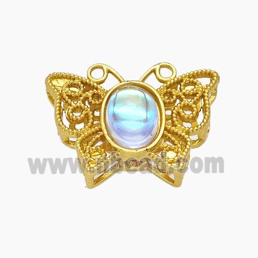 Copper Butterfly Beads Pave Resin Gold Plated