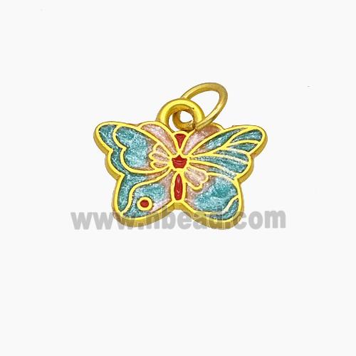 Copper Butterfly Pendant Painted Gold Plated