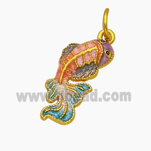 Copper Fish Pendant Painted Gold Plated