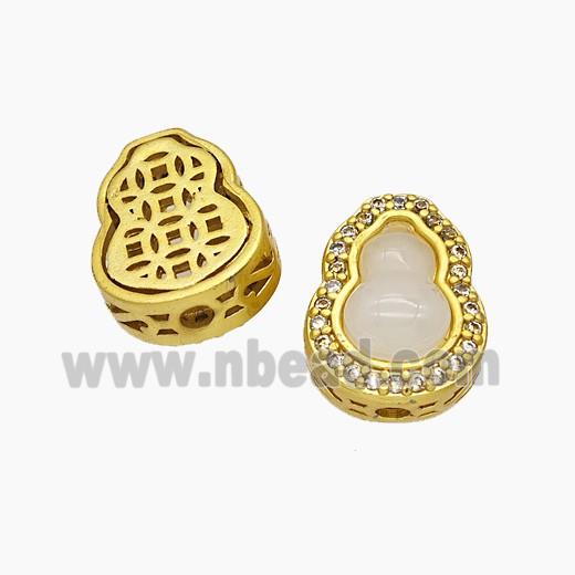 Copper Gourd Beads Pave Jade Fulu Gold Plated