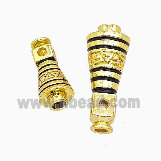 Copper Guru Beads Black Enamel Gold Plated