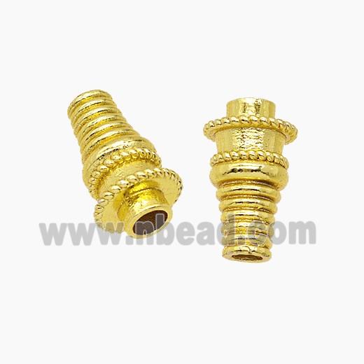 Tibetan Style Copper Prayer Wheel Beads Gold Plated