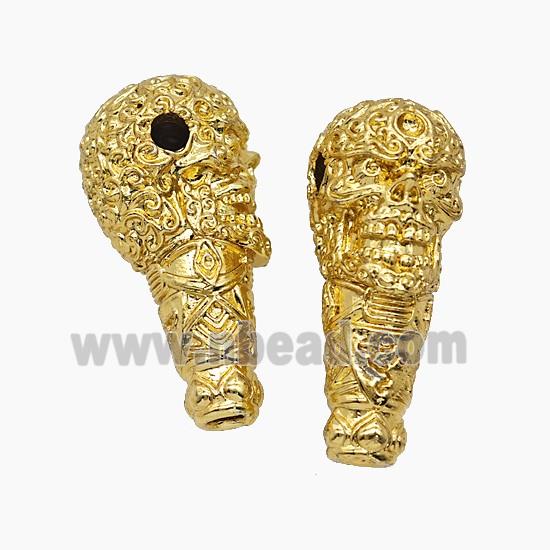Tibetan Style Copper Guru Beads Skull Gold Plated
