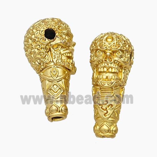Tibetan Style Copper Guru Beads Skull Gold Plated