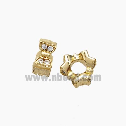 Copper Bead Pave Zircon, Gold Plated