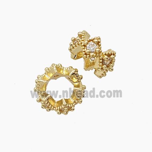 Copper Bead Pave Zircon, Gold Plated