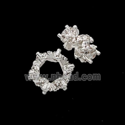 Copper Bead Pave Zircon, Gold Plated