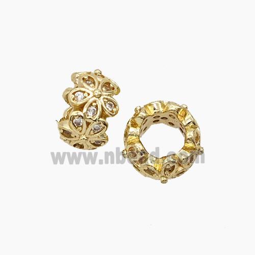 Copper Bead Pave Zircon, Gold Plated