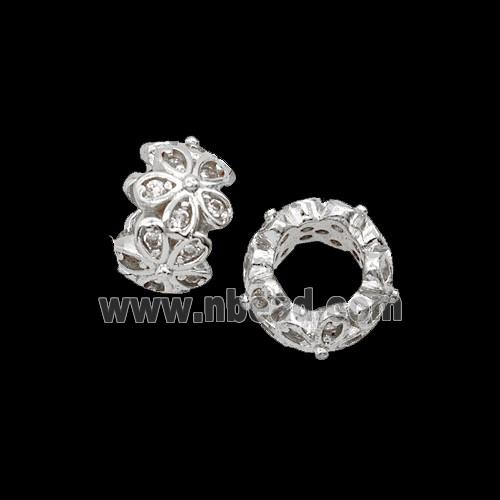 Copper Bead Pave Zircon, Gold Plated