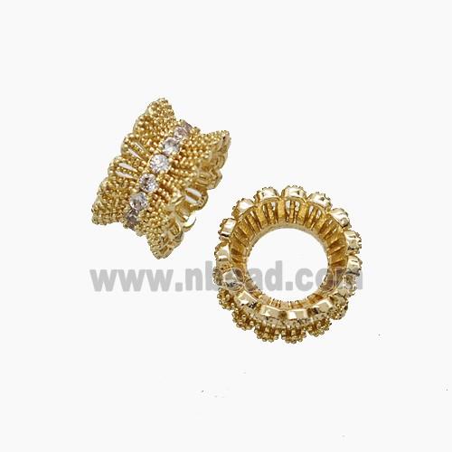 Copper Bead Pave Zircon, Gold Plated