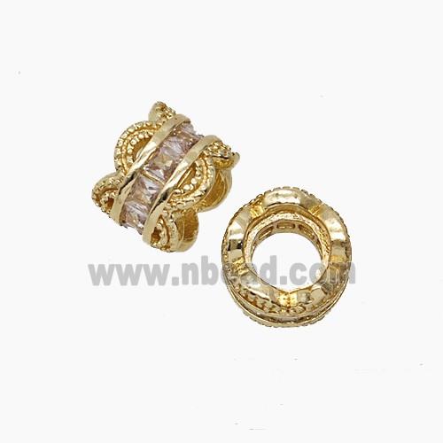 Copper Bead Pave Zircon, Gold Plated