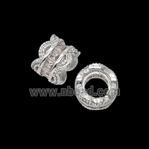 Copper Bead Pave Zircon, Gold Plated