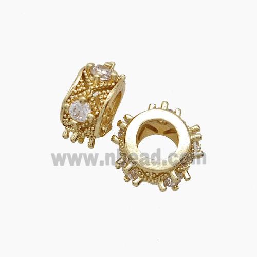 Copper Bead Pave Zircon, Gold Plated