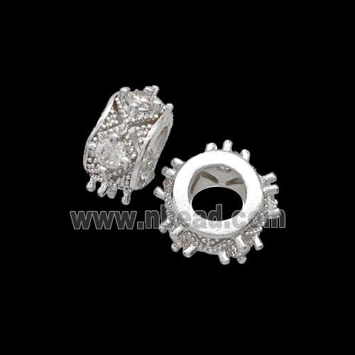 Copper Bead Pave Zircon, Gold Plated
