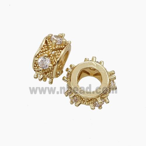 Copper Bead Pave Zircon, Gold Plated