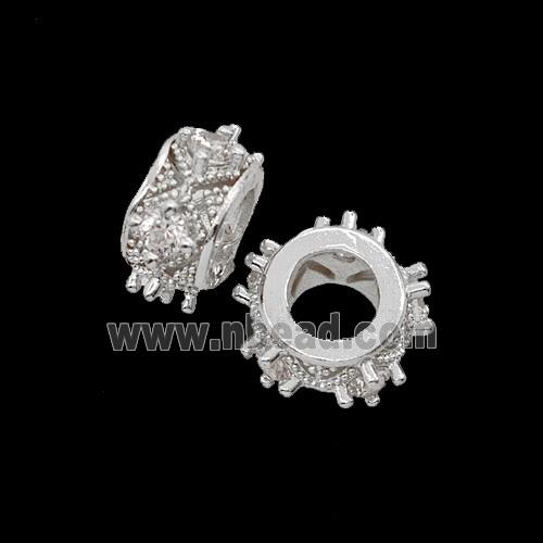Copper Bead Pave Zircon, Gold Plated
