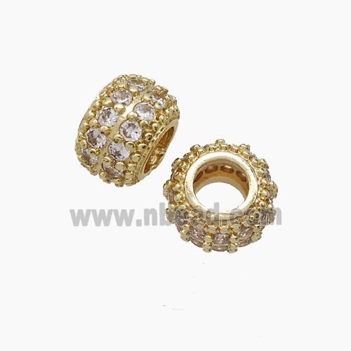 Copper Bead Pave Zircon, Gold Plated
