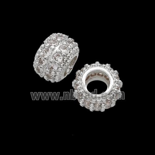 Copper Bead Pave Zircon, Gold Plated