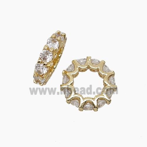 Copper Bead Pave Zircon, Gold Plated