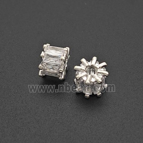 Copper Bead Pave Zircon, Silver Plated