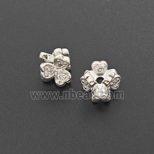 Copper Bead Pave Zircon, Silver Plated