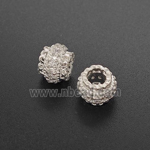 Copper Bead Pave Zircon, Silver Plated