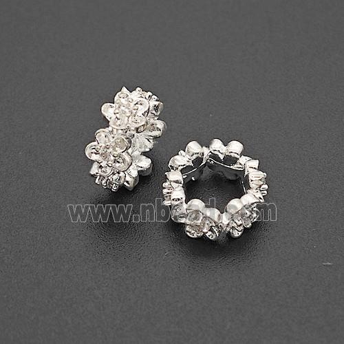 Copper Bead Pave Zircon, Silver Plated