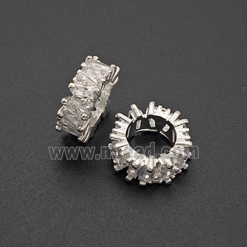 Copper Bead Pave Zircon, Silver Plated
