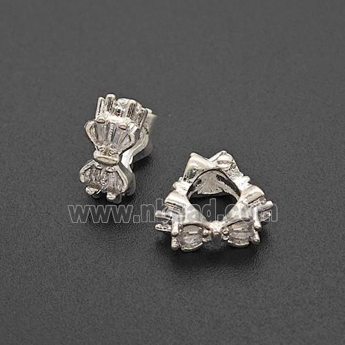 Copper Bead Pave Zircon, Silver Plated