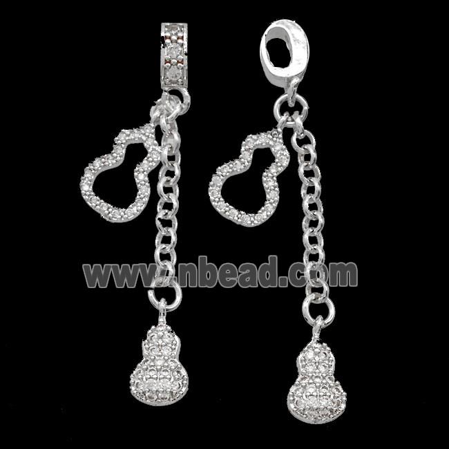 Copper Bead Pave Zircon, Silver Plated
