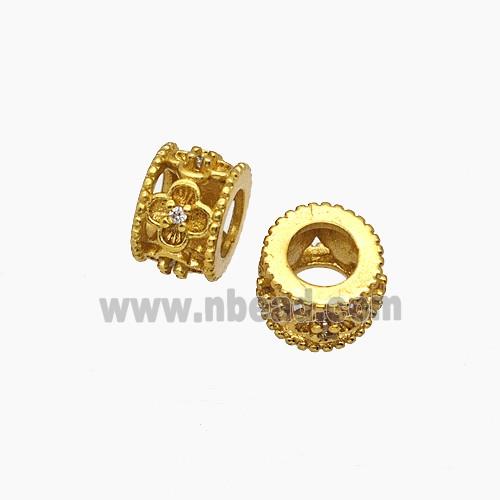 Copper Bead Pave Zircon, Gold Plated