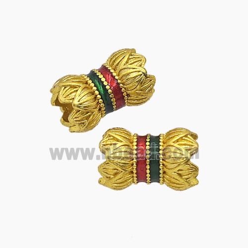 Copper Bead Pave Zircon, Gold Plated
