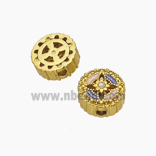 Copper Bead Pave Zircon, Gold Plated
