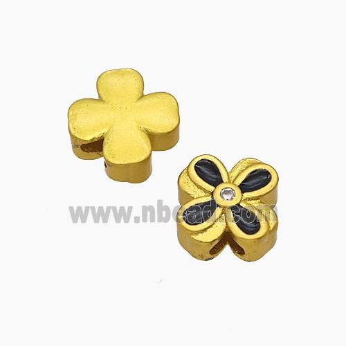Copper Bead Pave Zircon, Gold Plated