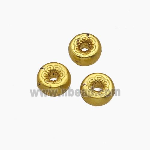 Copper Bead Pave Zircon, Gold Plated