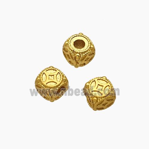 Copper Bead Pave Zircon, Gold Plated