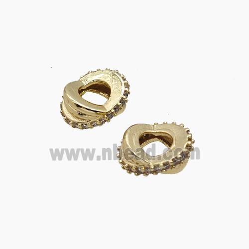 Copper Bead Pave Zircon, Gold Plated