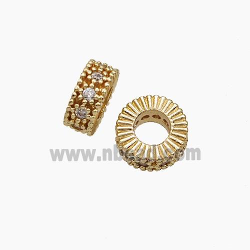 Copper Bead Pave Zircon, Gold Plated
