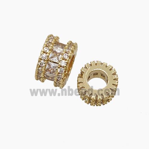 Copper Bead Pave Zircon, Gold Plated