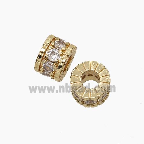 Copper Bead Pave Zircon, Gold Plated