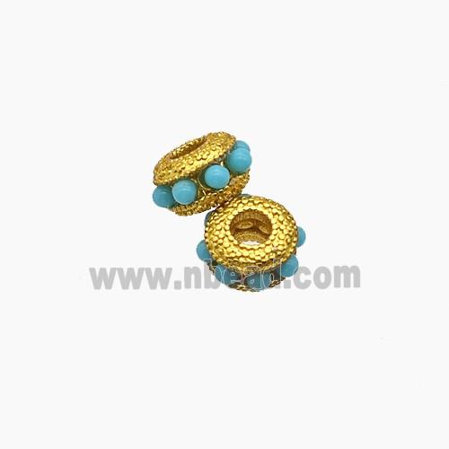 Copper Bead Pave Zircon, Gold Plated