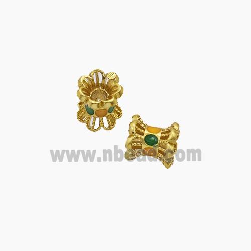 Copper Bead Pave Zircon, Gold Plated