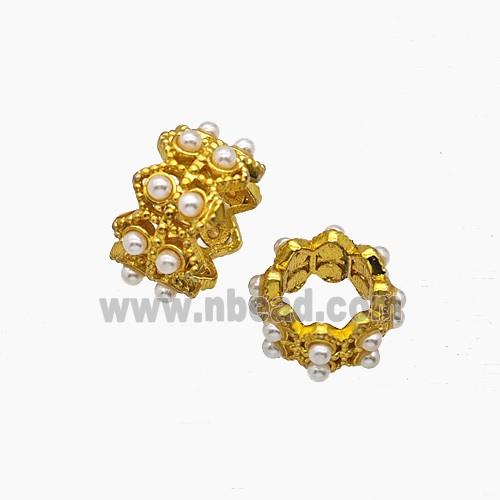 Copper Bead Pave Zircon, Gold Plated