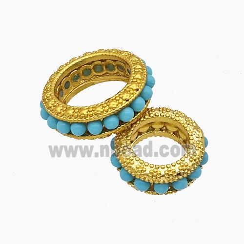 Copper Bead Pave Zircon, Gold Plated