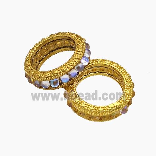 Copper Bead Pave Zircon, Gold Plated